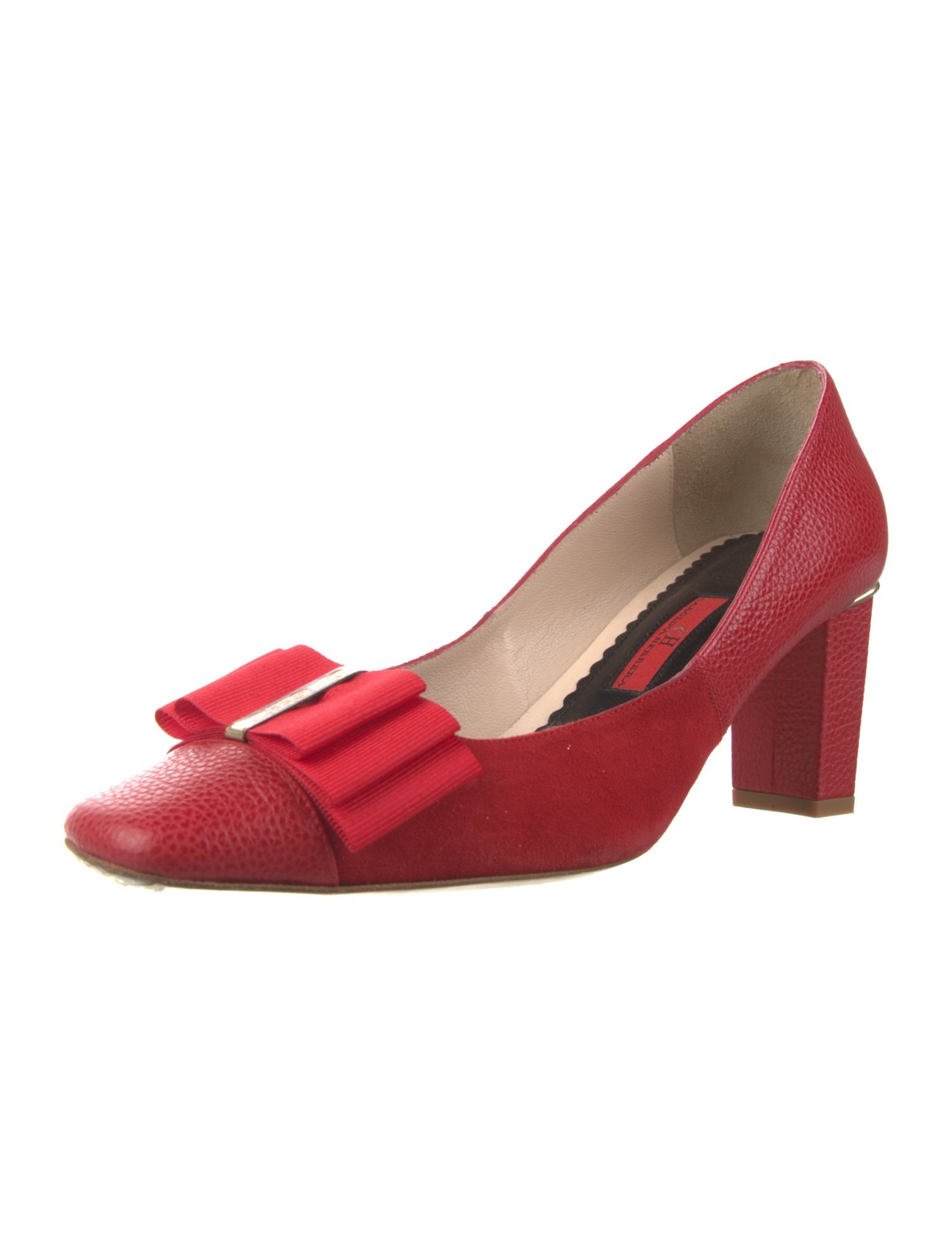 CH Carolina Herrera Leather Bow Accents Pumps